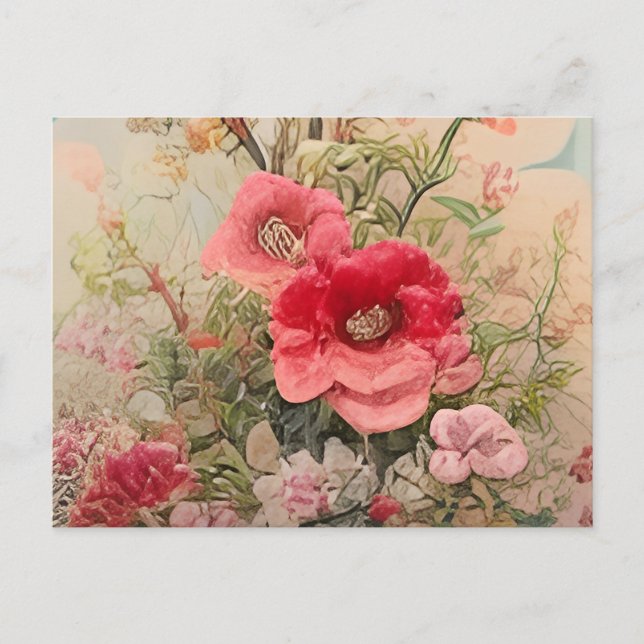 Cartão Postal De Convite um vaso cheio de flores sobre uma mesa (Frente)