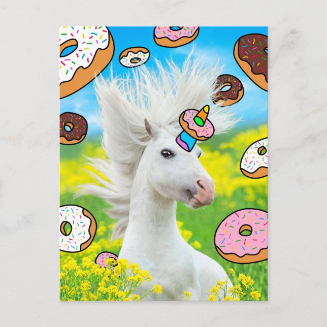 Cartão Postal De Convite Unicorn com Rosquinha (Frente)