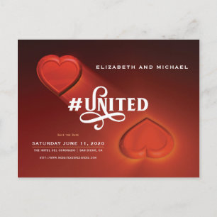 Cartão Postal De Convite #United, Two Hearts, Save The Date Postcard
