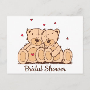 Cartão Postal De Convite Urso de Chuva de Presentes de Noiva Marrom Amor Ca