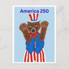 Cartão Postal De Convite Urso Tio Sam América 250