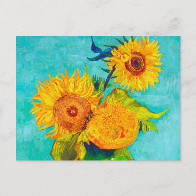 Cartão Postal De Convite Van Gogh Sunflowers  (Frente)