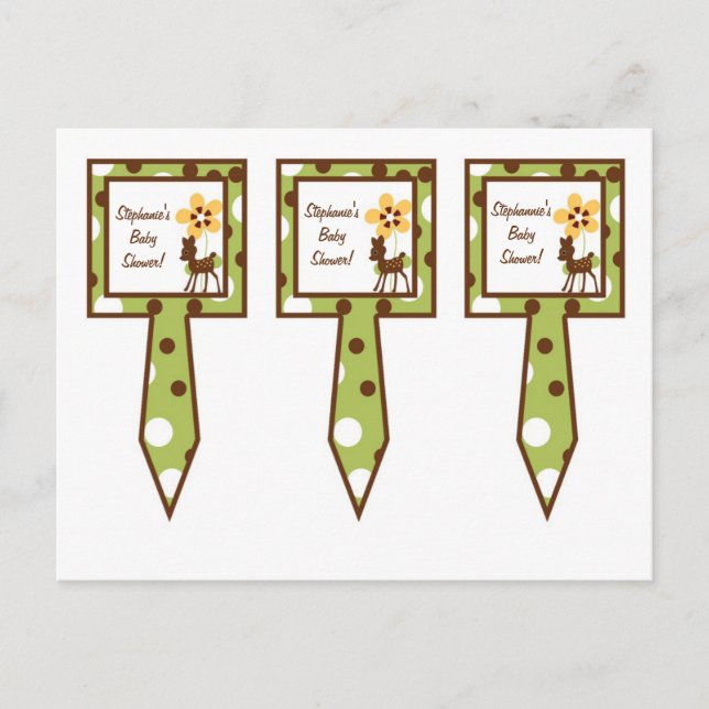 Cartão Postal De Convite Veado de 3 Taças de Bolo Escolhe Amigos da Florest (Frente)