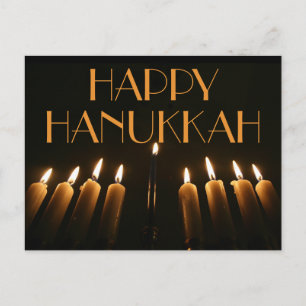 Cartão Postal De Convite Vela Feliz de Hanukkah Menorah