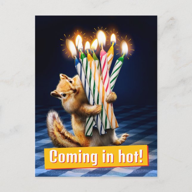 Cartão Postal De Convite Velas de Aniversário de Esquilo (Frente)