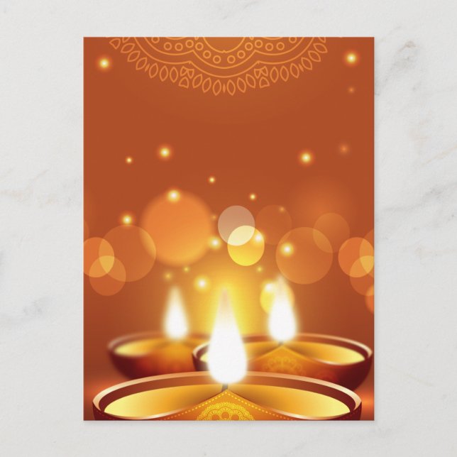 Cartão Postal De Convite Velas ouros de celebração de Diwali (Frente)