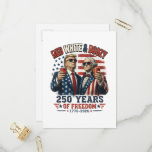 Cartão Postal De Convite Vermelho Branco Embriagado Trump George Washington