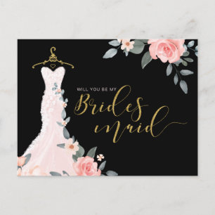 Cartão Postal De Convite Vestido De Casamento Floral Você Será A Bridesmaid