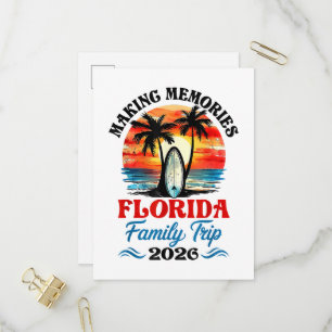 Cartão Postal De Convite Viagem de férias em família na Flórida retrô 2026