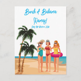 Cartão Postal De Convite Viagem de Garotas para as Bahamas Festa de Solteir
