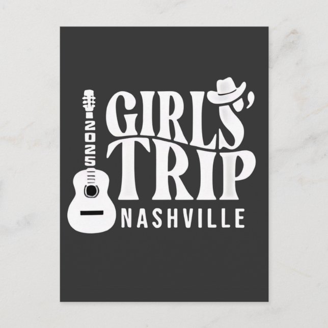 Cartão Postal De Convite Viagem de Meninas Nashville 2025 Férias de Verão  (Frente)