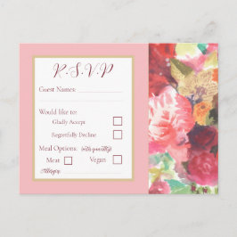Cartão Postal De Convite Vibrante cartão-postal de resposta floral vermelho