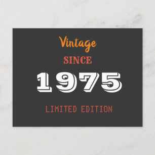 Cartão Postal De Convite Vintage 1975 Limited Edition 50th Birthday
