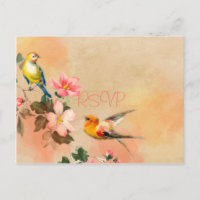 Vintage Birds and Flowers Wedding RSVP com foto