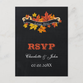 Cartão Postal De Convite Vintage casamento outono chalkboard rsvp