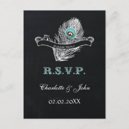 Cartão Postal De Convite Vintage Chalkboard pock casamento rsvp