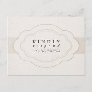 Cartão Postal De Convite Vintage Charm Cream & Ivory Wedding RSVP
