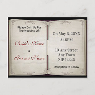 Cartão Postal De Convite Vintage Diário Vitoriano Livro Scrapbook Casamento