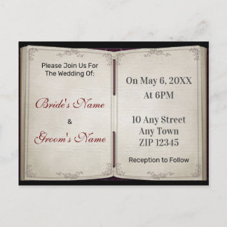 Cartão Postal De Convite Vintage Diário Vitoriano Livro Scrapbook Casamento