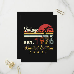 Cartão Postal De Convite Vintage Est 1976 Retro Pôr do Sol Palmeiras Aniver