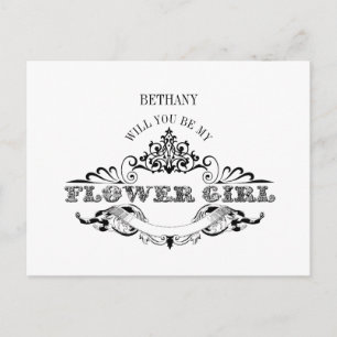 Cartão Postal De Convite Vintage Frame Be My Flower Girl Card