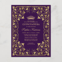 Vintage Frame Dourado Violeta Roxo Tiara Quinceane