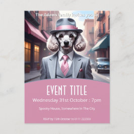 Cartão Postal De Convite Vintage Gangster Poodle