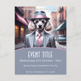 Cartão Postal De Convite Vintage Gangster Poodle