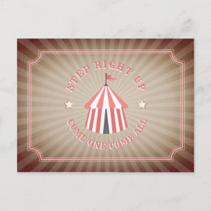 Cartão Postal De Convite Vintage inspirou o torto do circo rosa no aniversá
