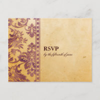 Vintage Lilac Damask Lace Wedding RSVP