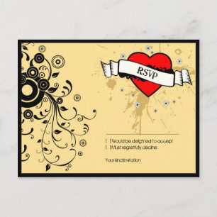 Cartão Postal De Convite Vintage Look Rock & Roll Music Themed Weding