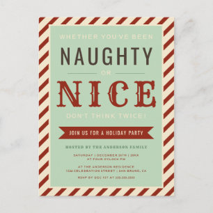 Cartão Postal De Convite Vintage Naughn Ou Nice Holiday Party