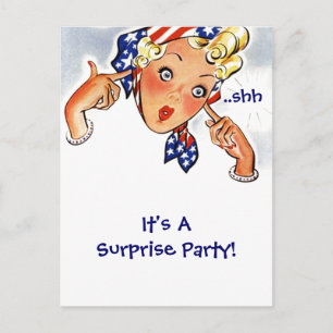 Cartão Postal De Convite Vintage Retro Postcard Invest Surprise Party