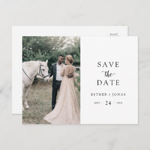 Cartão Postal De Convite Vintage Script Photo Save the Date (Imagem de Scri