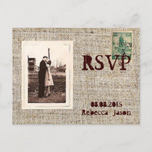 Cartão Postal De Convite Vintage stamps arrolap country Wedding RSVP