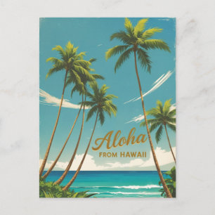 Cartão Postal De Convite Vintage Style Havaiano Viagem Aloha Do Havaí