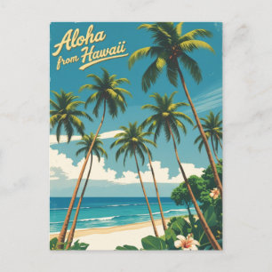 Cartão Postal De Convite Vintage Style Havaiano Viagem Aloha Do Havaí