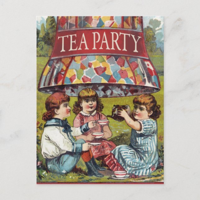 Cartão Postal De Convite Vintage Tea Party (Frente)