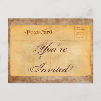Cartão Postal De Convite Vintage Você é Convidado Cartões-postais de Convit
