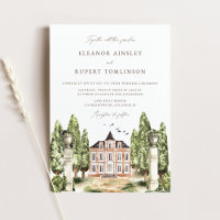 Vintage Watercolor English Manor QR Code Wedding