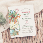 Cartão Postal De Convite Vintage Watercolor Lamp Festa de Natal<br><div class="desc">Um adorável design com uma lâmpada pintada manualmente de jardim decorada com todas as coisas do Natal. Há um arco vermelho, cana doce, holly verde, uma estrela laranja e um floco de neve azul. O texto de sua parte personalizada aparece à direita da lâmpada em um layout moderno. Estas cartas...</div>