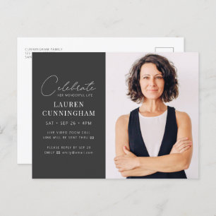 Cartão Postal De Convite Virtual Celebra Sua Vida Foto Simples Moderna