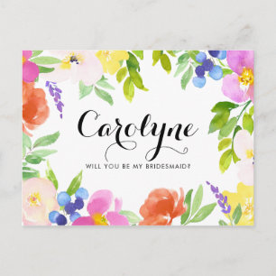 Cartão Postal De Convite Vírus Da Primavera De Aquarela Você Será Minha Por