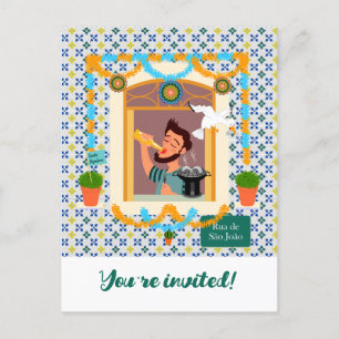 Cartão Postal De Convite Vizinho da Festa Português do santo John Português