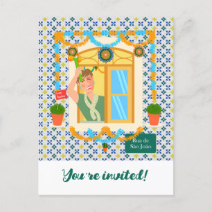 Cartão Postal De Convite Vizinho da Festa Português do santo John Português