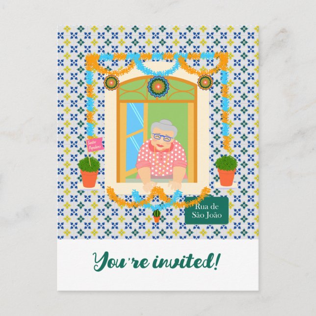Cartão Postal De Convite Vizinho da Festa Português do santo John Português (Frente)