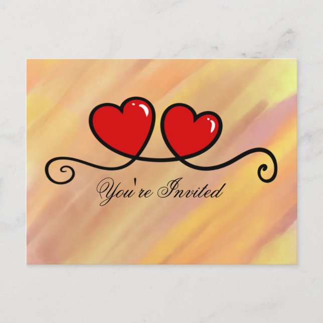 Cartão Postal De Convite Você está convidado - Corações (Frente)