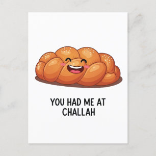Cartão Postal De Convite Você Me Conquistou com Pão Challah Hanukkah Judaic