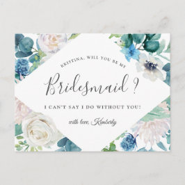 Cartão Postal De Convite Você Será A Minha Porta-Brancas Sage Green Blue Fl