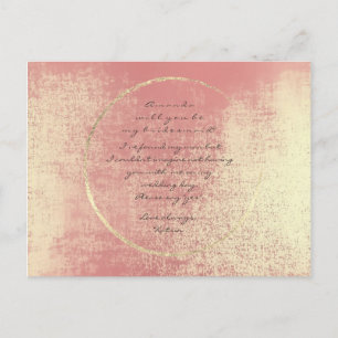 Cartão Postal De Convite Você Será A Minha Porta-Cabras Dourada Peach Coral